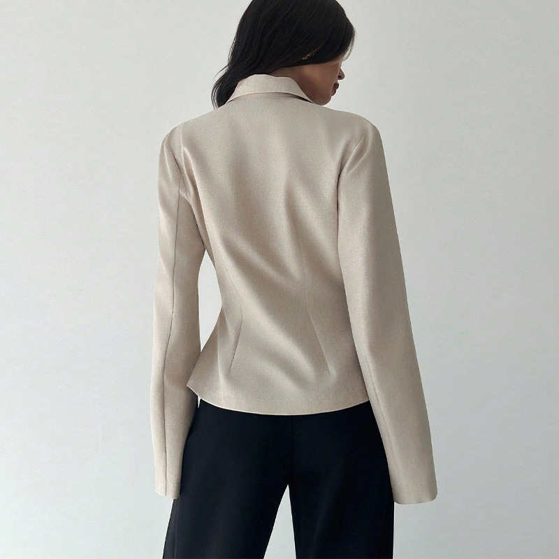 Stylish Women's Solid Color Cardigans Long Sleeve Blazer American Style Elegant Fashion Slim Fit Outerwear In Black White_voghion.com