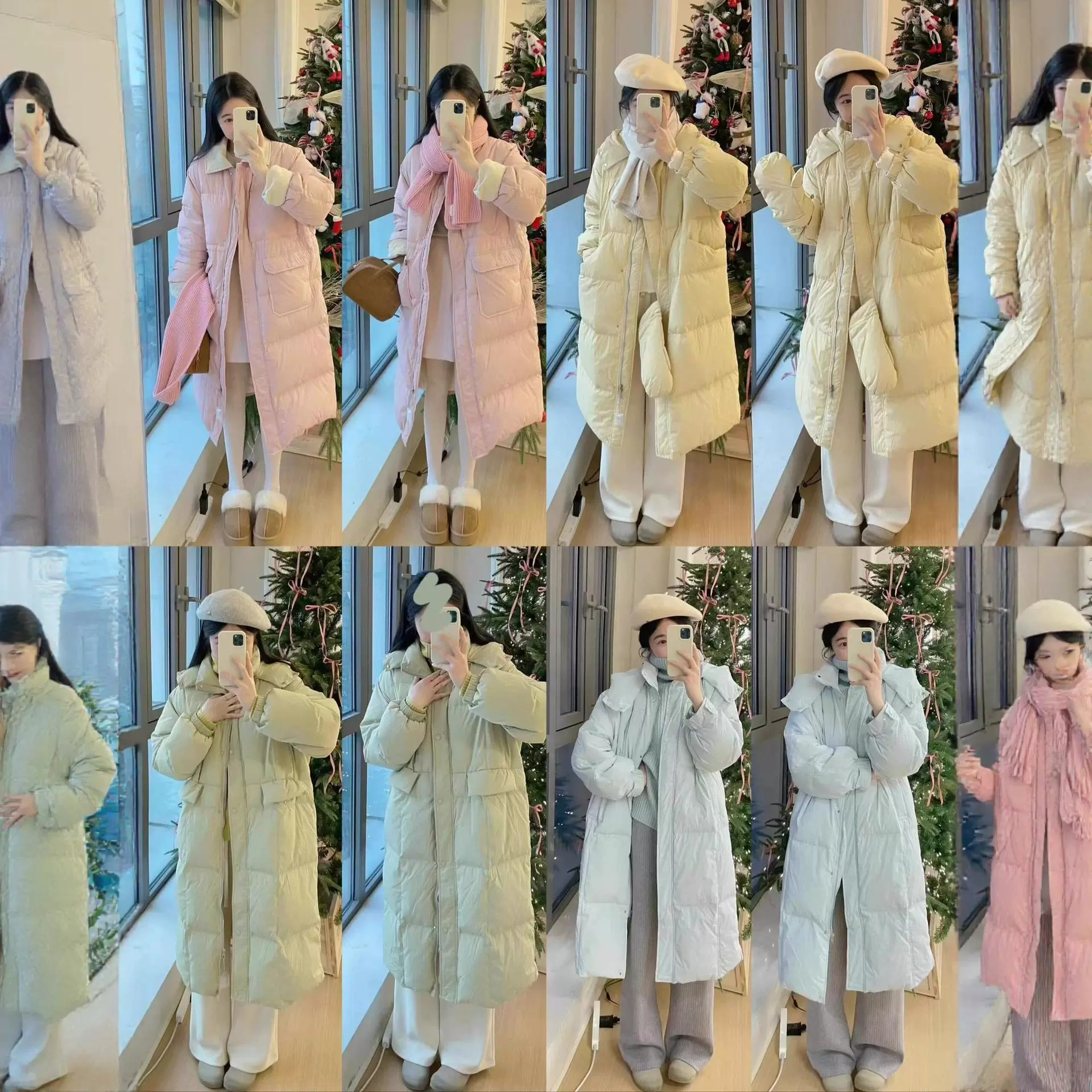 实拍2025新款亮面羽绒服女中长款冬季韩版连帽时尚洋气白鸭绒外套