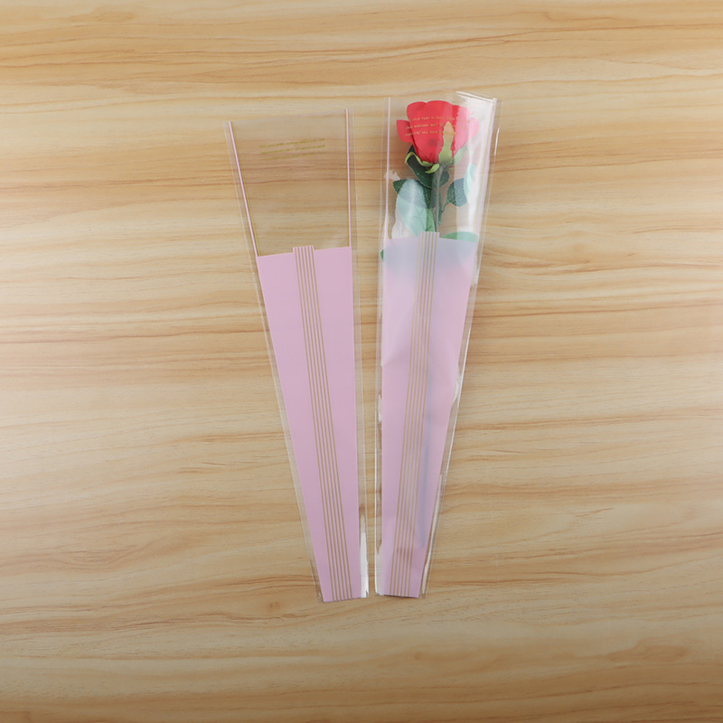 Bolsa de Plástico OPP para Ramo de Flores con Diseño de Corona y Rosa Individual para el Día de San Valentín, Venta al por Mayor