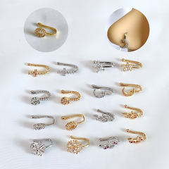 Cross-border accessories new product leaf flower cross copper nose ornament false nose ring for women fresh Instagram style high-end jewelry