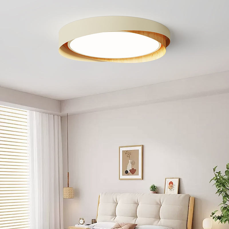 Estilo japonés, lámpara de dormitorio de viento silencioso, lámpara de techo de protección ocular de color nogal, sala de estudio, dormitorio principal, lámpara de sensación avanzada de estilo antiguo medio