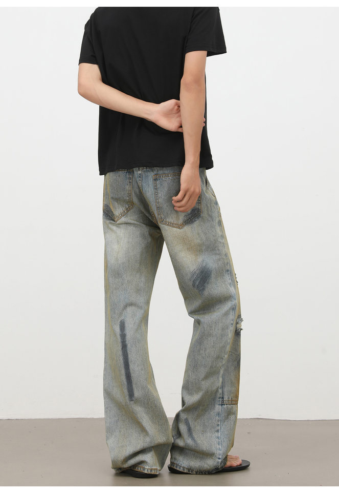 Quần jeans nam dáng ống loe nhẹ cạp vừa phong cách đường phố — Màu xanh dương chi tiết 13