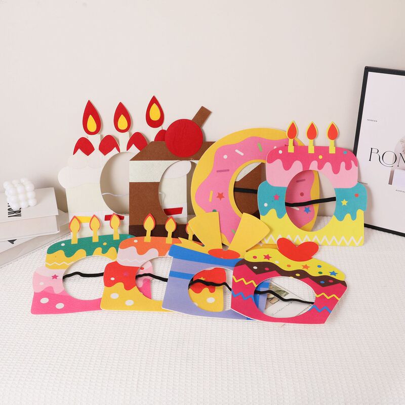 Ins Creative Cake Headgear Mask Birthday Party Props Year Old Festival Funny Headwear Birthday Gift Mask