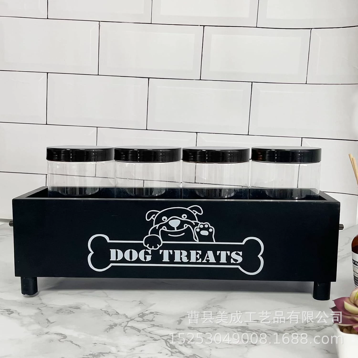 Деревянная коробка для хранения корма для собак Европейская коробка для животных Игрушка для собак Коробка для хранения продуктов для собак Коробка для хранения