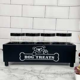 木质狗粮收纳盒欧式宠物用品狗玩具整理盒家用狗食品储物盒整理盒