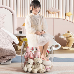 子供多機能ぬいぐるみ積み木収納腰掛けプラスチック透明家庭用玩具収納ボックス人形収納桶