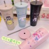 New cartoon pattern straw cup 304 stainless steel INS creative large -capacity dual -layer vacuum ice bully cup