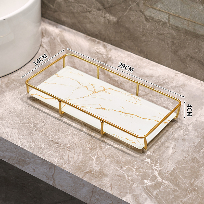 Baño inodoro lavabo lavabo lavabo caja de cosméticos estante de almacenamiento lavabo de lujo ligero bandeja de escritorio