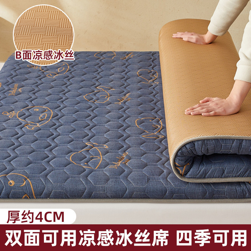 Colchón de colchones de seda helada de verano, cojín, dormitorio de estudiantes en casa, cama de tatami de invierno y verano individual, estilo delgado