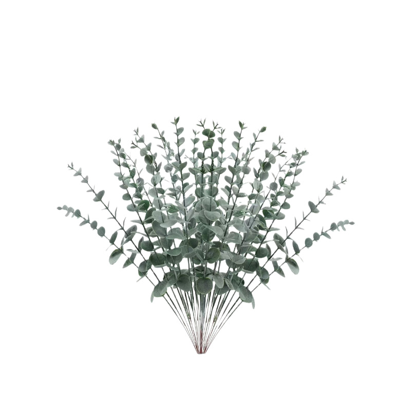 Simulación transfronteriza de plantas verdes, hojas de dinero, plantas artificiales, hojas de eucalia, adornos de hojas, decoración de plantas verdes falsas al por mayor.