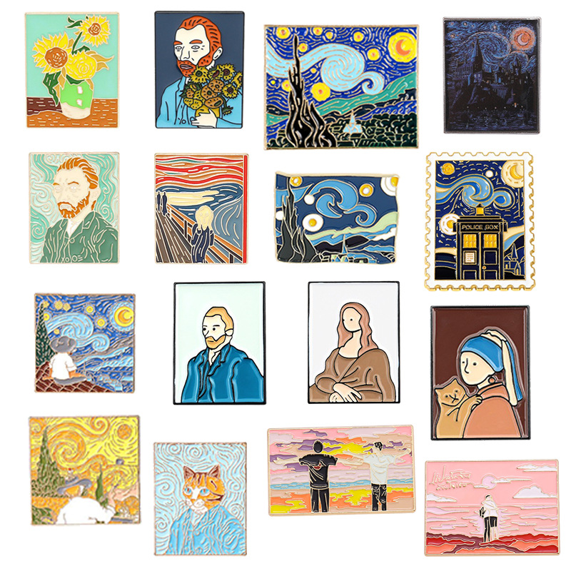 11g Weight Brooches Classification Artistic Pin Human Oil Painting Alloy Plating Unisex Brooches