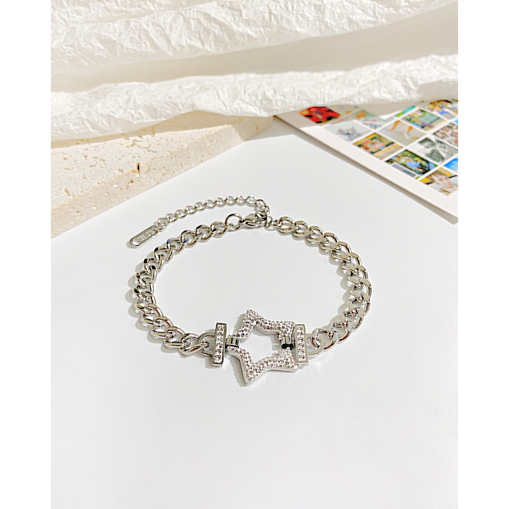 Fashion Star Stainless Steel Inlay Zircon Bracelets 1 Piece