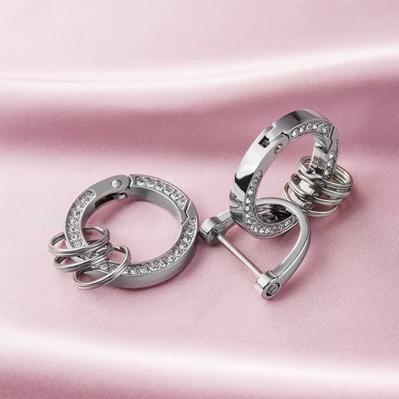 Flash Drill Open Ring Keychain Pendant Creative Personality DIY Accessories Internet Celebrant Simple Car Key Chain Ring for Men and Women