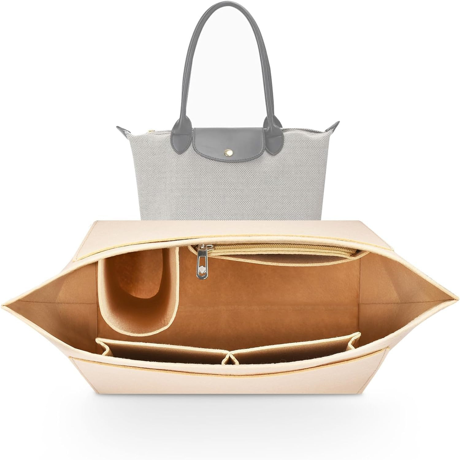 Amazonフェルト収納袋インナーバッグ多ポケットバッグ中入れ餃子バッグ化粧品財布インナーバッグ