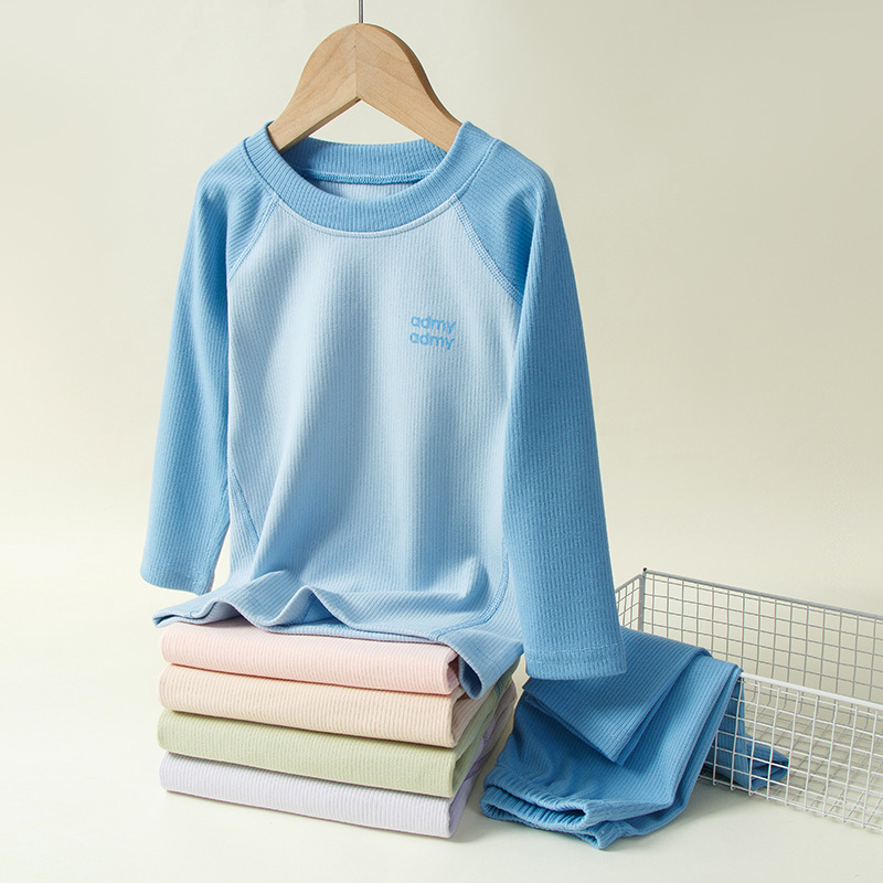Otoño Invierno ropa interior térmica de los niños traje mousse Cachemira mangas raglán para y niñas pijamas hogar otoño