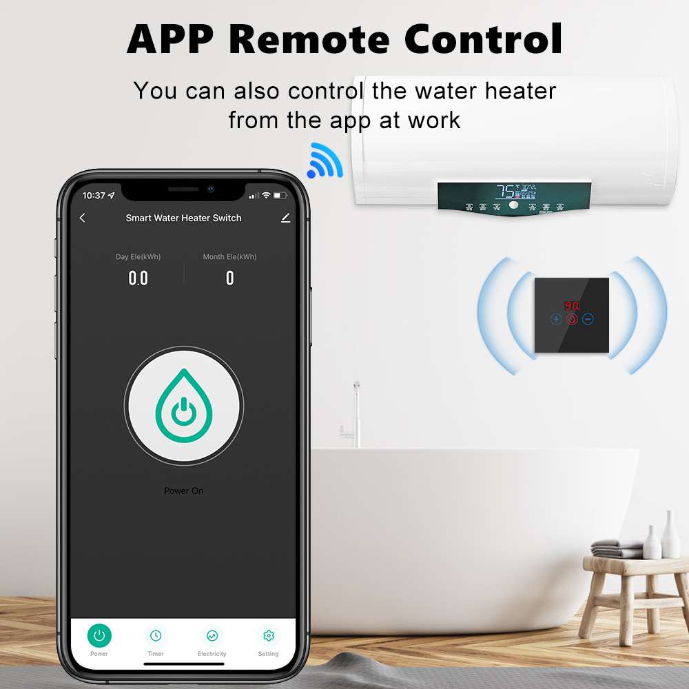 Graffiti Smart WiFi Water Heater Touch Switch with Power Display, Remote Control via Mobile App, Timer Function, and Voice Support for Tmall Genie