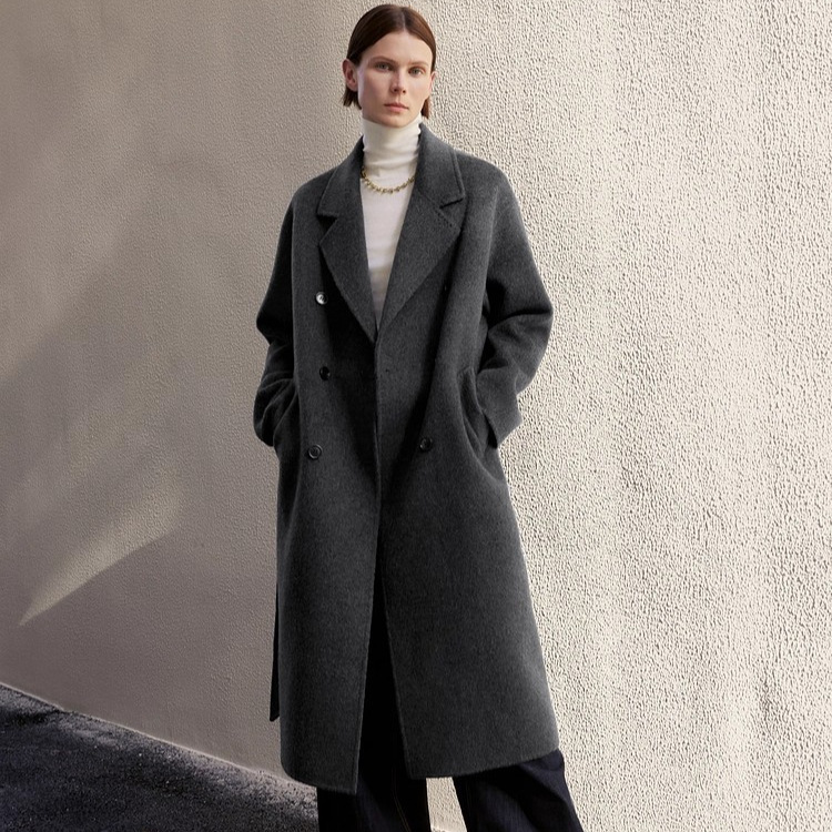 Mall Same Style 2025 Autumn Fashion Versatile Casual Loose Lapel Long Wool Coat for Women 0351