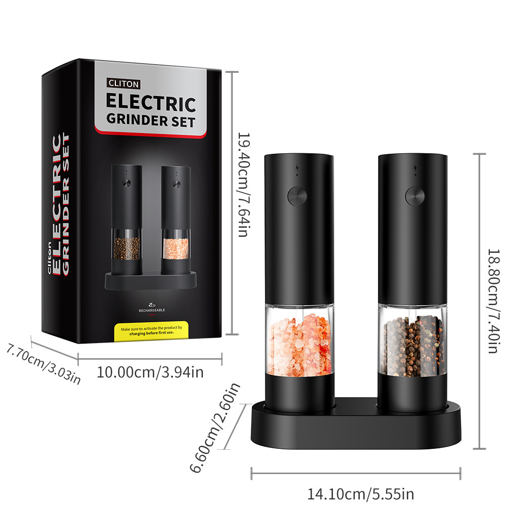 Molino de pimienta eléctrico con base de carga Molino de pimienta automático Molino de sal Molino de pimienta pulverizado Carga USB doméstica image 1