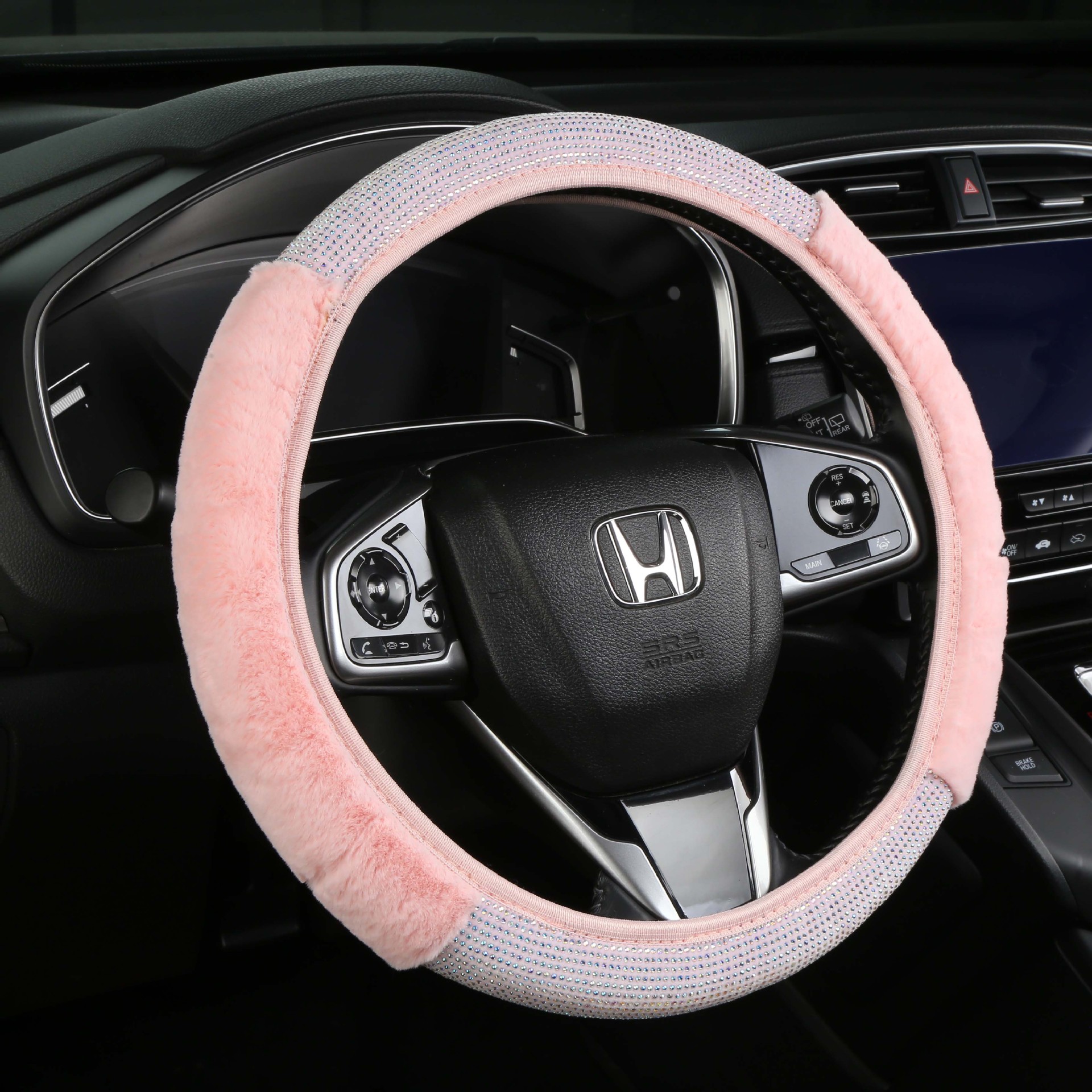 Cubierta del volante del coche del anillo no interno de la felpa transfronteriza cuatro estaciones flash universal Diamante completo diamante antideslizante cubierta de la manija del coche en stock