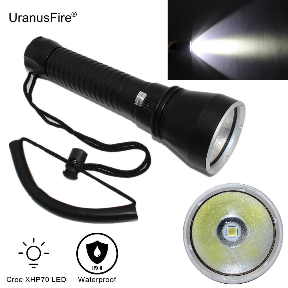 The second generation XHP70 diving flashlight stepless dimming diving flashlight P70 diving flashlight underwater 80 meters strong light
