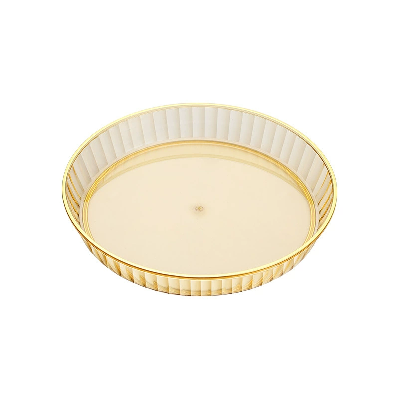 Internet celebrity light luxury fruit plate thickened PET plastic material full pattern plate house snack plate hot gold edge dried fruit plate