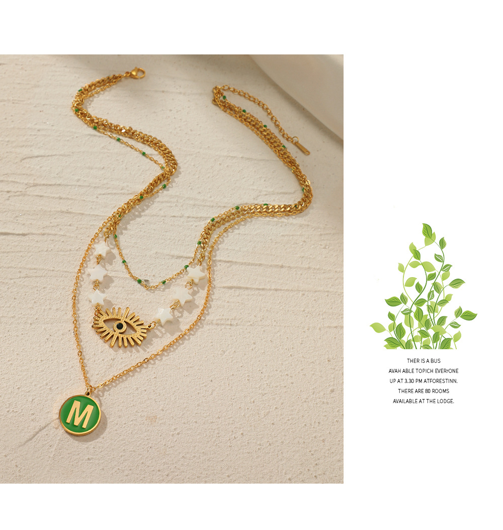 Fashion Letter Devilu0027S Eye Stainless Steel Plating Rhinestones Layered Necklaces