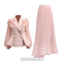 套装高端女装 2025早秋新款设计感收腰西装外套+高腰半身裙两件套