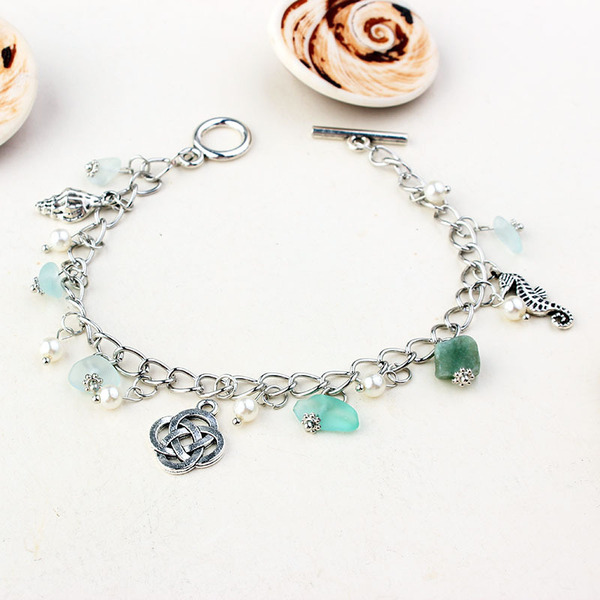 Sapphire ankle bracelet pearl for yoga