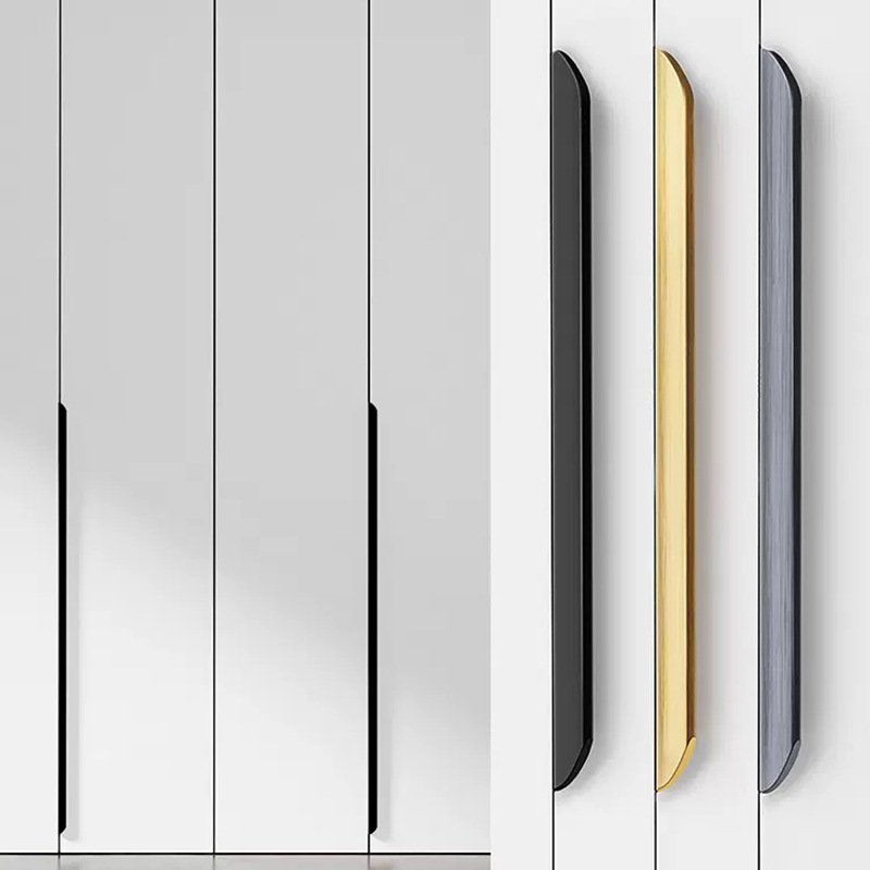 Wardrobe Door Invisible Long Handle Modern Simple Black Gold Cabinet Drawer Edge Door Handle