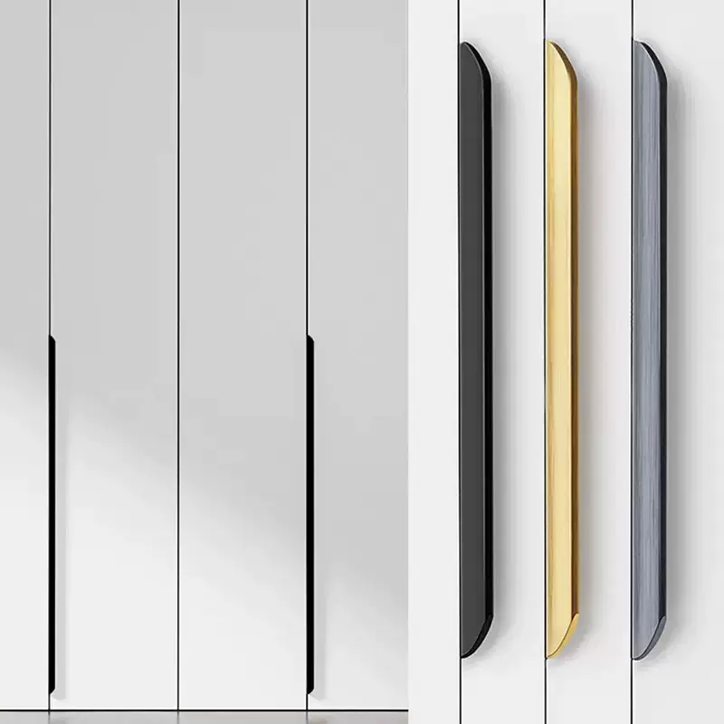 衣柜门隐形长款拉手现代简约黑色金色橱柜抽屉封边门把手