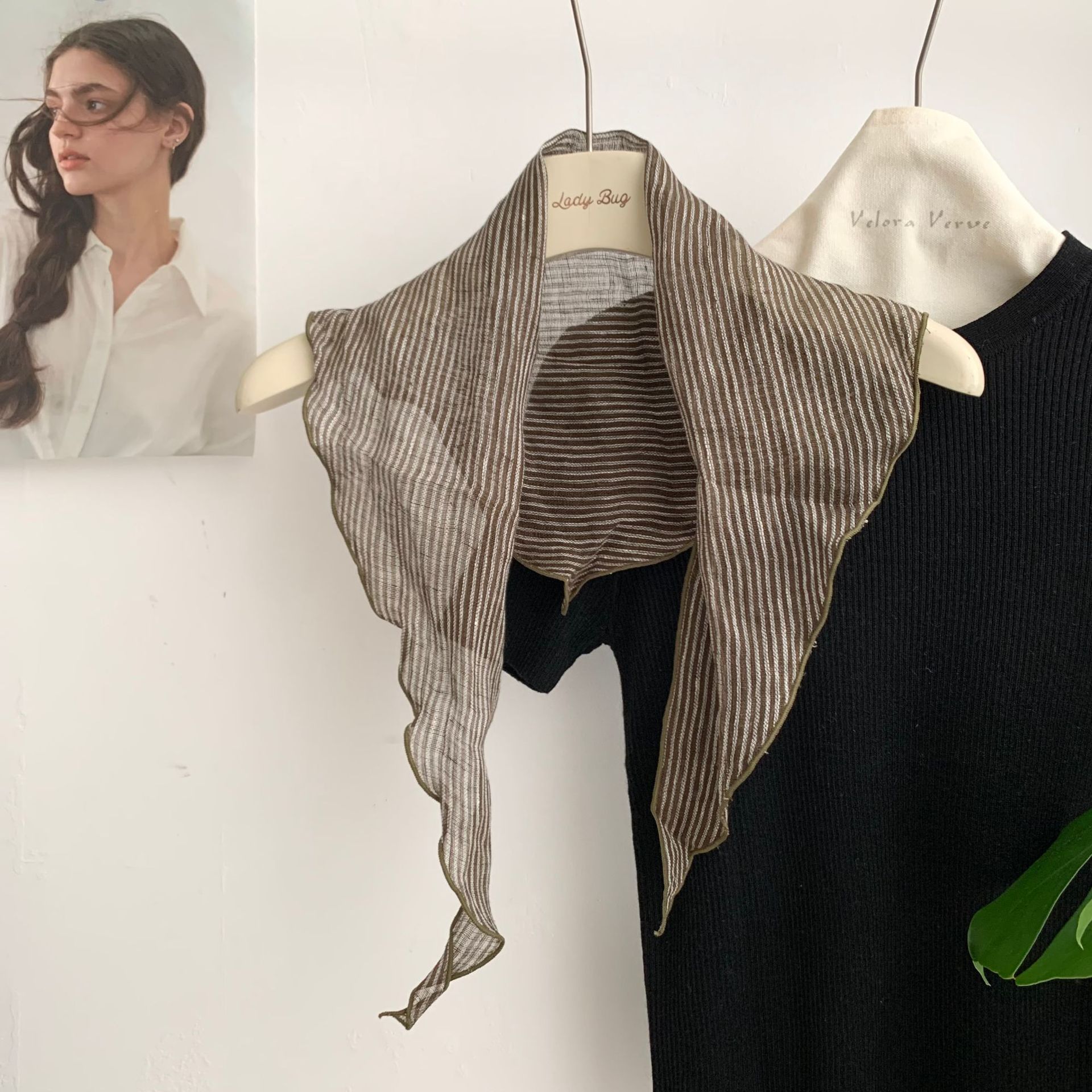 SKU-15 커피 그린 핀스트라이프