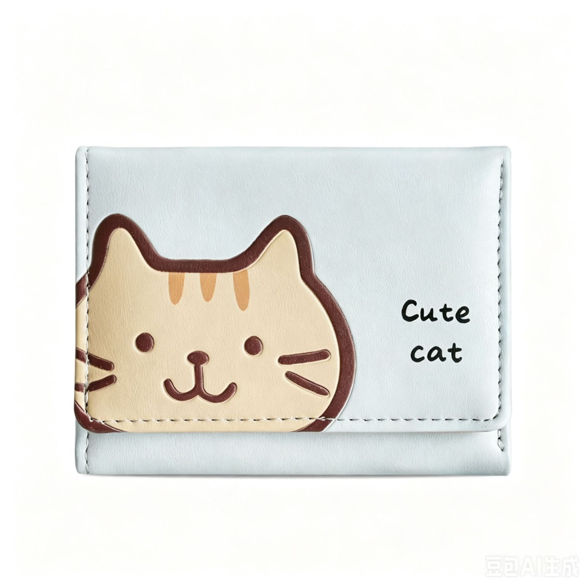 W-3513 : Tri-fold basique - Chat bleu clair