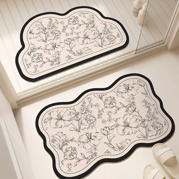 简约浴室地垫硅藻泥吸水速干脚垫防滑洗手间易打理家用卫生间地毯