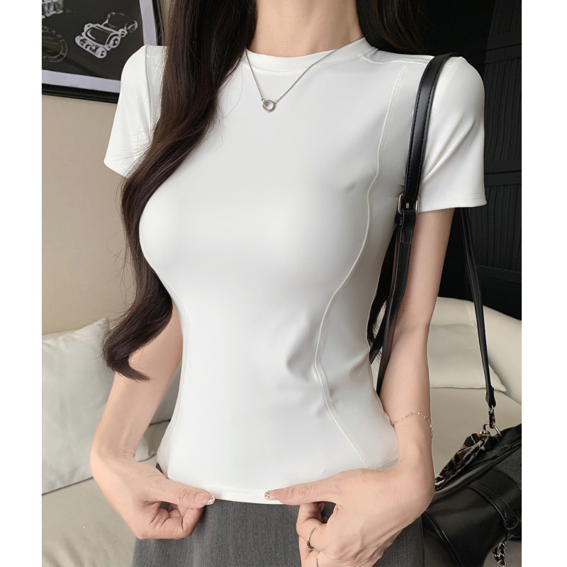 White Short-Sleeve T-Shirt for Women, Summer 2026 New Style, Simple Casual Slim-Fit Yoga Sports Top
