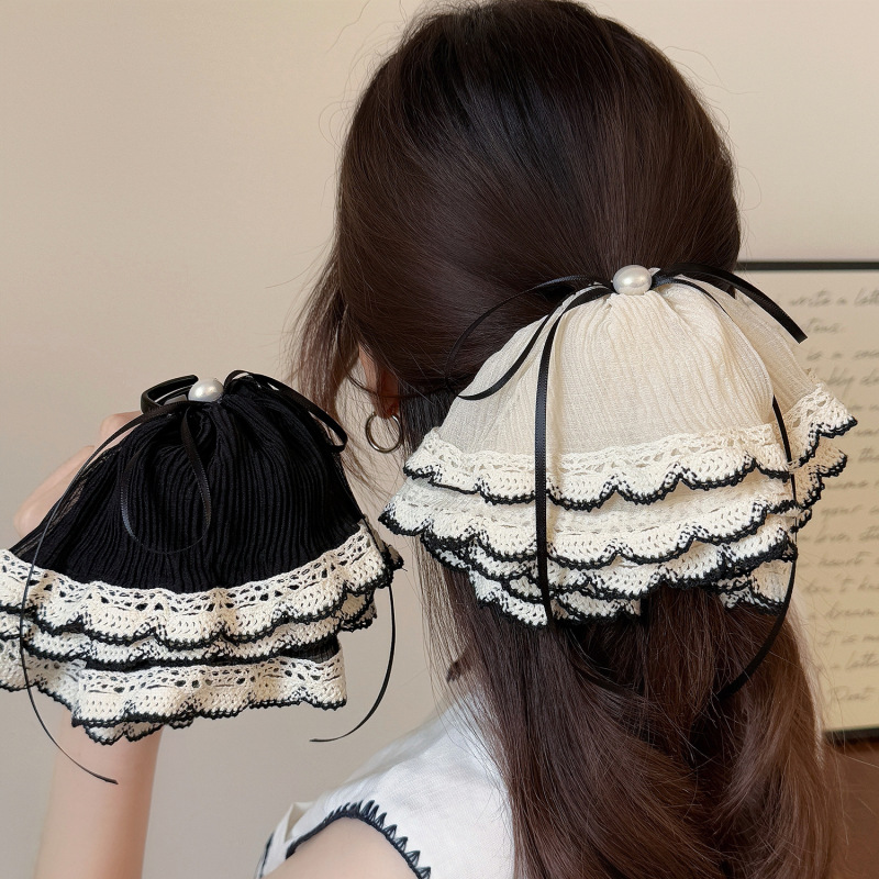 プリーツレースハーフタイヘアスカートヘアピンメッシュ多層甘くて多用途なヘアクリップファッショナブルな夏の春のヘアクリップヘアアクセサリー|undefined