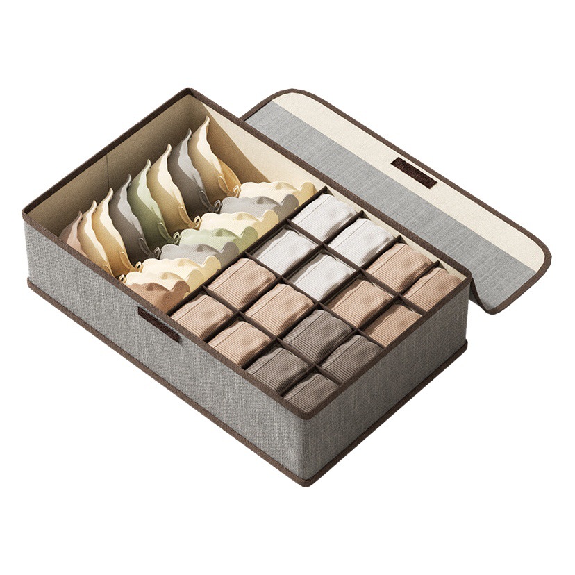 Caja de almacenamiento de ropa interior de tela cajones domésticos calcetines de ropa interior tres en uno caja de organización separada Almacenamiento de armario al por mayor