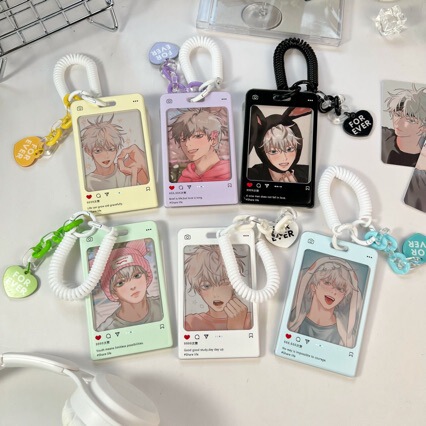Ins-Style Acrylic Polaroid Card Holder Idol Photo Card Transparent Photo Id Holder DIY Guka Card Holder Keychain