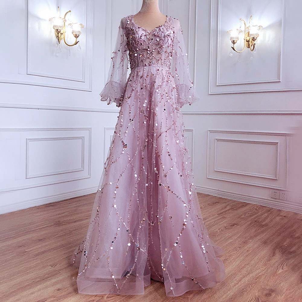 Vestido de Noche Largo de Lujo con Cuentas Doradas, Estilo Nuevo Transfronterizo 2025, Sexy, con Aura de Socialité, Modelo SM7109 image 9