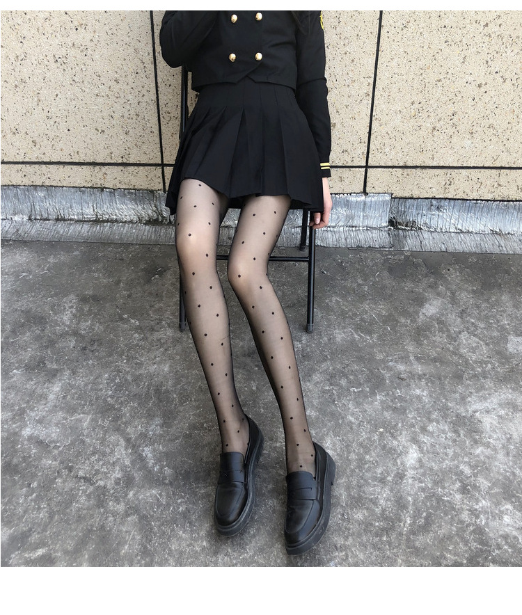Trendy Polka Dot & Bow Sheer Pantyhose - Sexy Lace Tights With Heart & Dot Patterns, Ultra-Thin 10d Stockings For Women, Multiple Styles_voghion.com