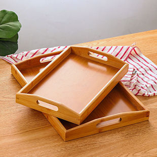 Tray Bamboo Rectangular Tea Tray Commercial Bamboo Tea Cup Water Cup Storage Household Large Hotel Restaurant Barbecue Tray