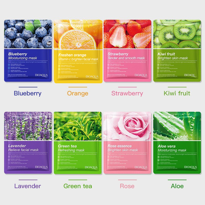Todo en inglés BIOAQUA planta fruta Facial mask mascarilla hidratante hidratante comercio exterior transfronterizo al por mayor