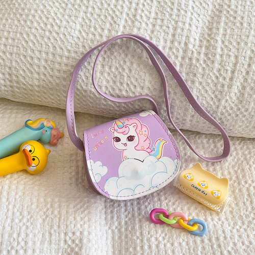 新款洋气女童单肩包包彩虹小马独角兽可爱印花幼儿园小包包潮