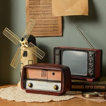 复古酒柜摆件设老式留声机收音机模型拍照道具酒吧家居创意装饰品