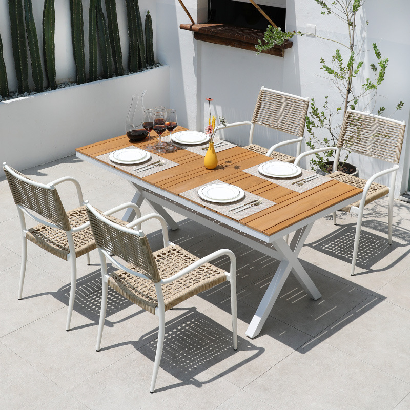 戶外桌椅白色陽台庭院花園室外休閒藤椅咖啡廳外擺網紅三件套組合