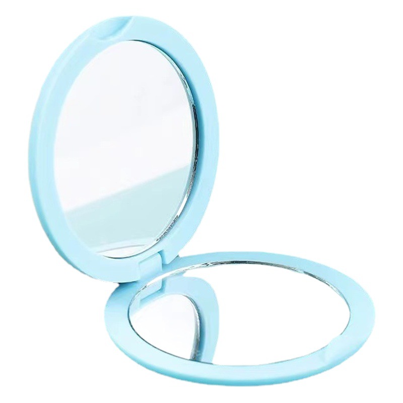 Espejo de maquillaje plegable de plástico con diseño de dopamina, espejo pequeño redondo, espejo de mano portátil de doble cara abatible, espejo plegable.