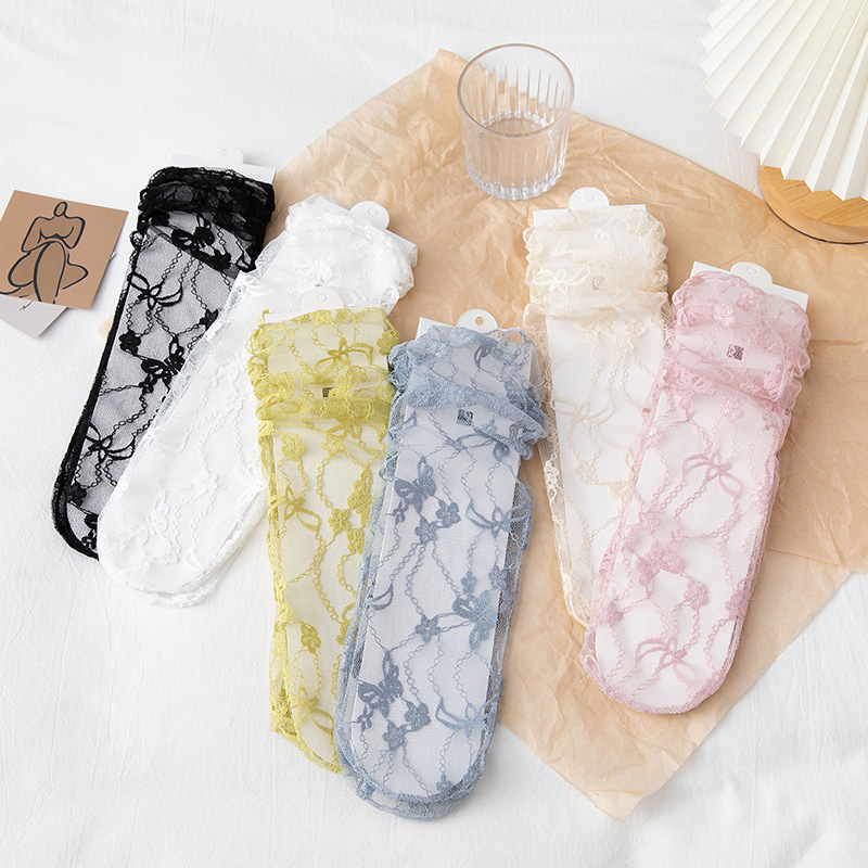 Women's Japanese Style Lace Acetate Fibre Nylon Ankle Socks A Pair display picture 4