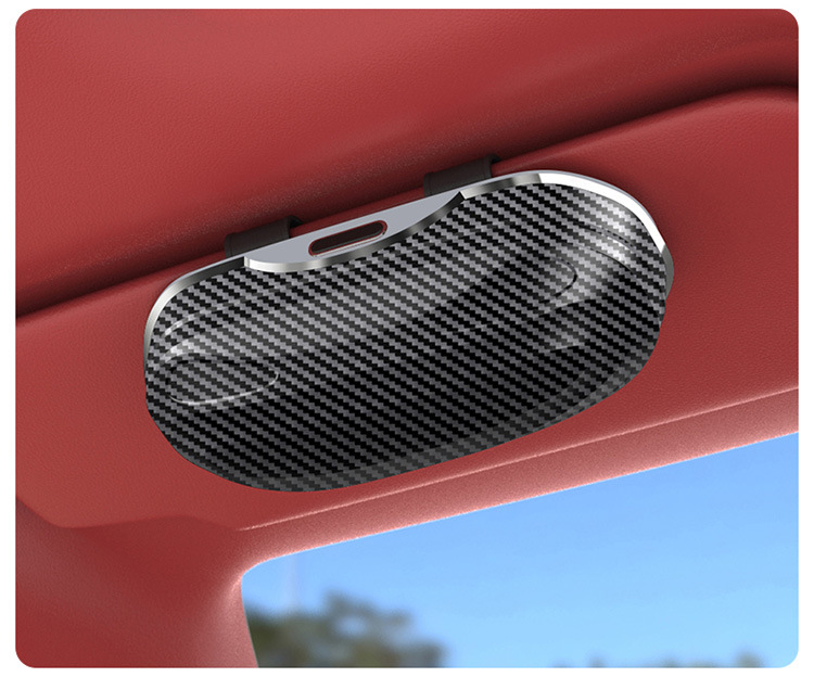 New Carbon Fiber Car Glasses Case, Car Supplies, Sun Visor Storage, Multi-Function Card Holder, Car Sunglasses Holder