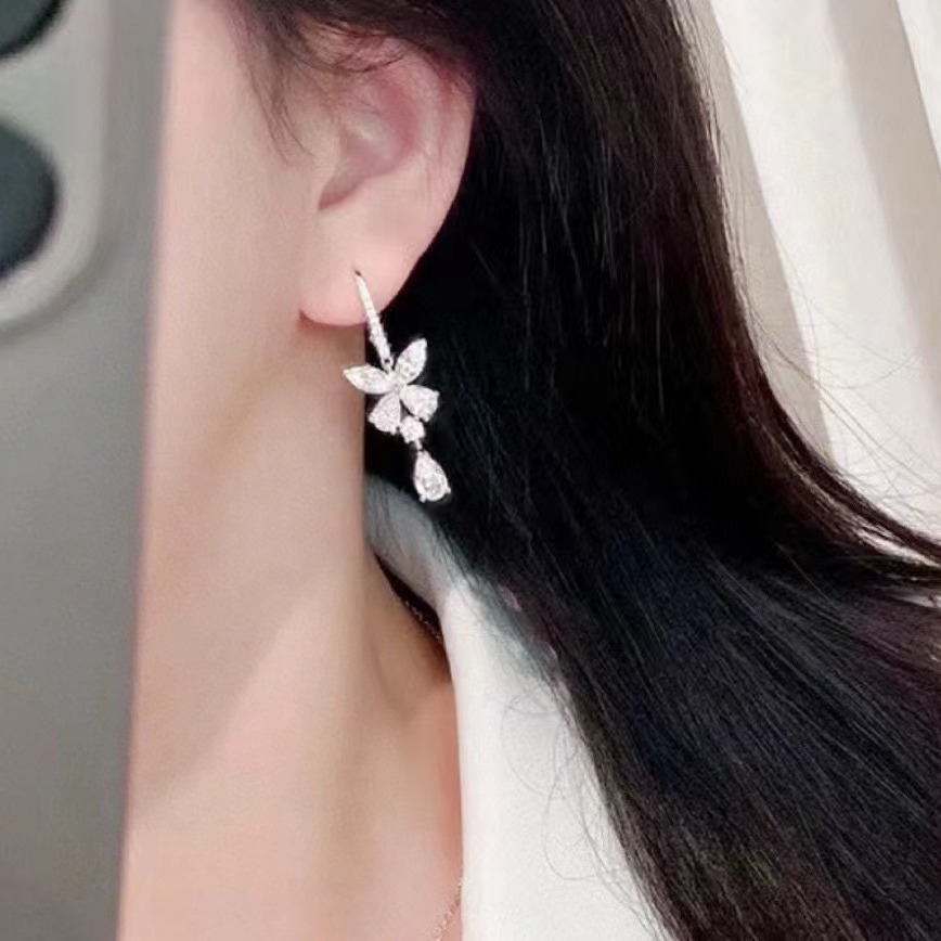 V金蝴蝶水滴耳環時尚甜美幻影蝴蝶高質量感耳墜氣質顯臉小精氣質