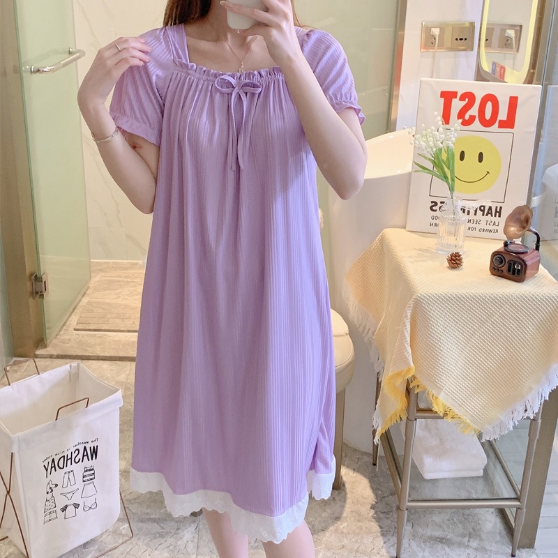 Pijama de mangas cortas pijama de mujer 2026 primavera y verano suelto lindas niñas encaje ropa de hogar dormitorio de estudiantes