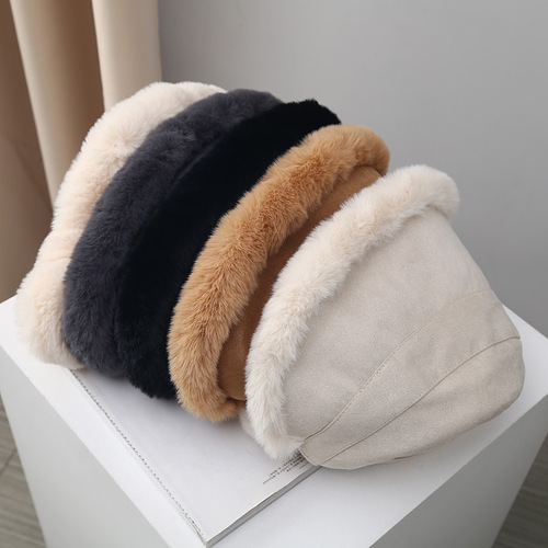 New High-end Faux Fur Autumn/Winter Thicker Warm Ear Protection Windproof and Cold-Proof Fisherman Hat Simple and Versatile Hat